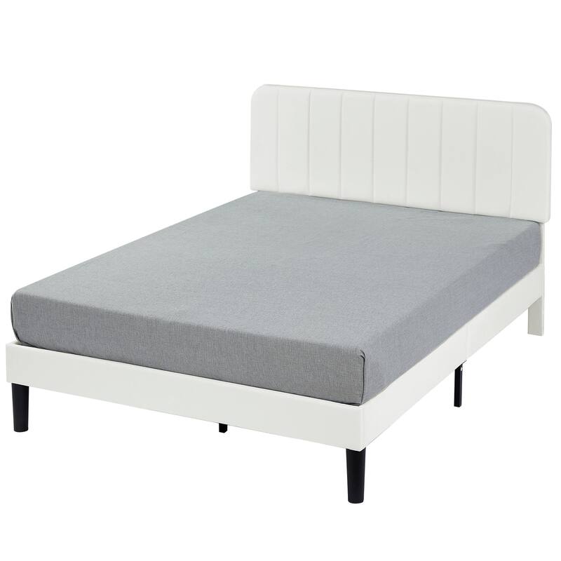 Javlergo Upholstered Platform Bed Frames with Height Adjustable Headboard, Sturdy Wooden Slats/Noise-free