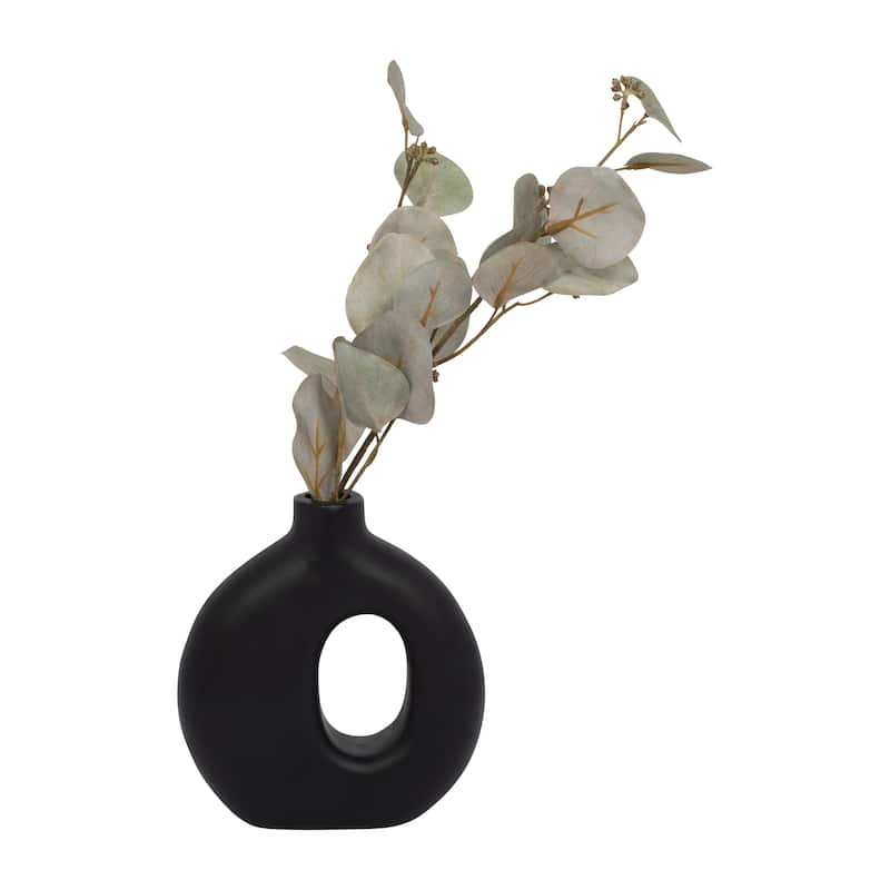 Mango Wood Modern Vase with Round Cutout Silhouette Minimalist Design