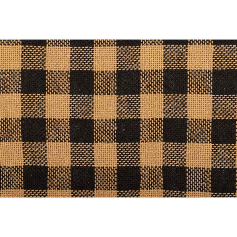 Burlap Black Check Fringed Runner