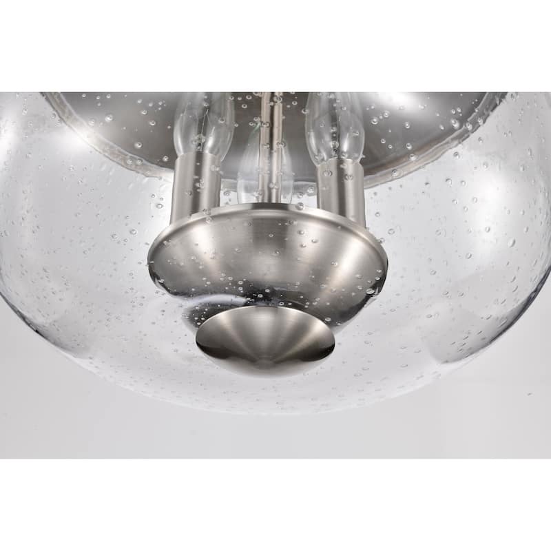 Boliver 3 Light Flush Mount - Brushed Nickel Finish - Clear Seeded Glass - Brushed Nickel