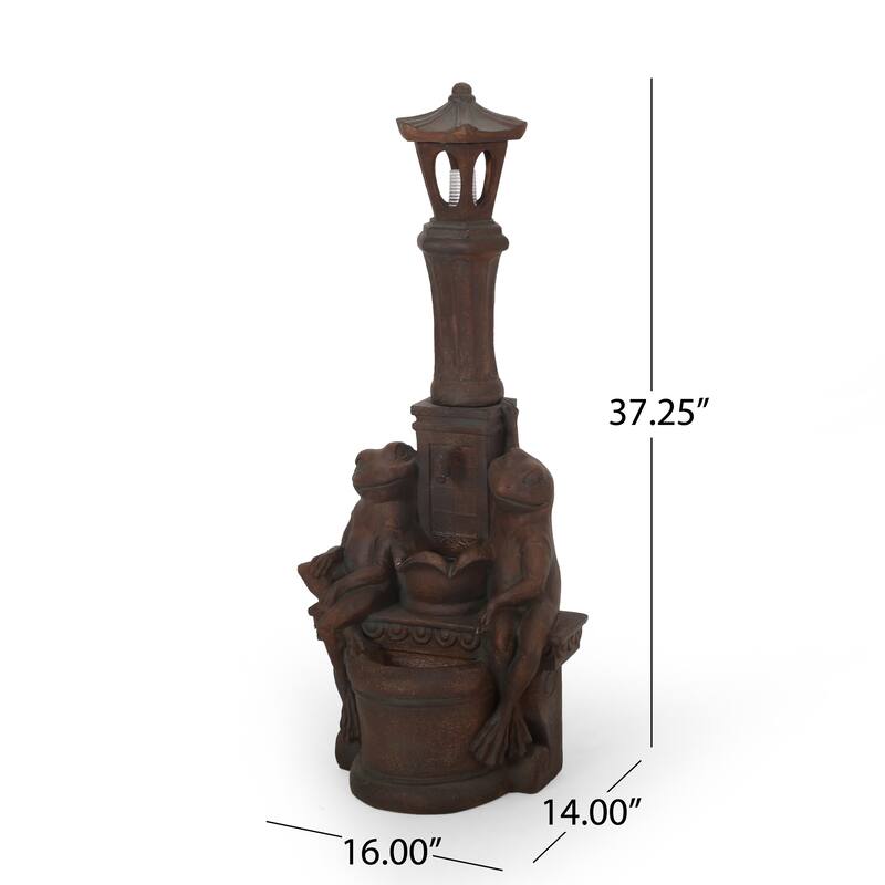 37.25" H Outdoor Fountain,Hand Crafted Floor Fountain with Light - 37.25"H