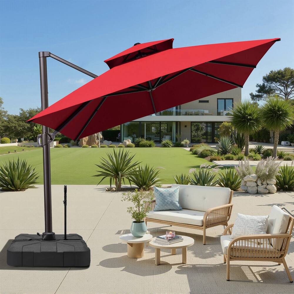 13 x 10ft Outdoor Patio Cantilever Offset Umbrella with Base