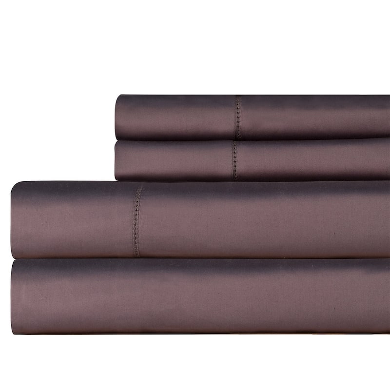 Celeste Home 610TC Pima Cotton Sateen Deep Pocket Sateen Bed Sheet Set - Charcoal - Queen