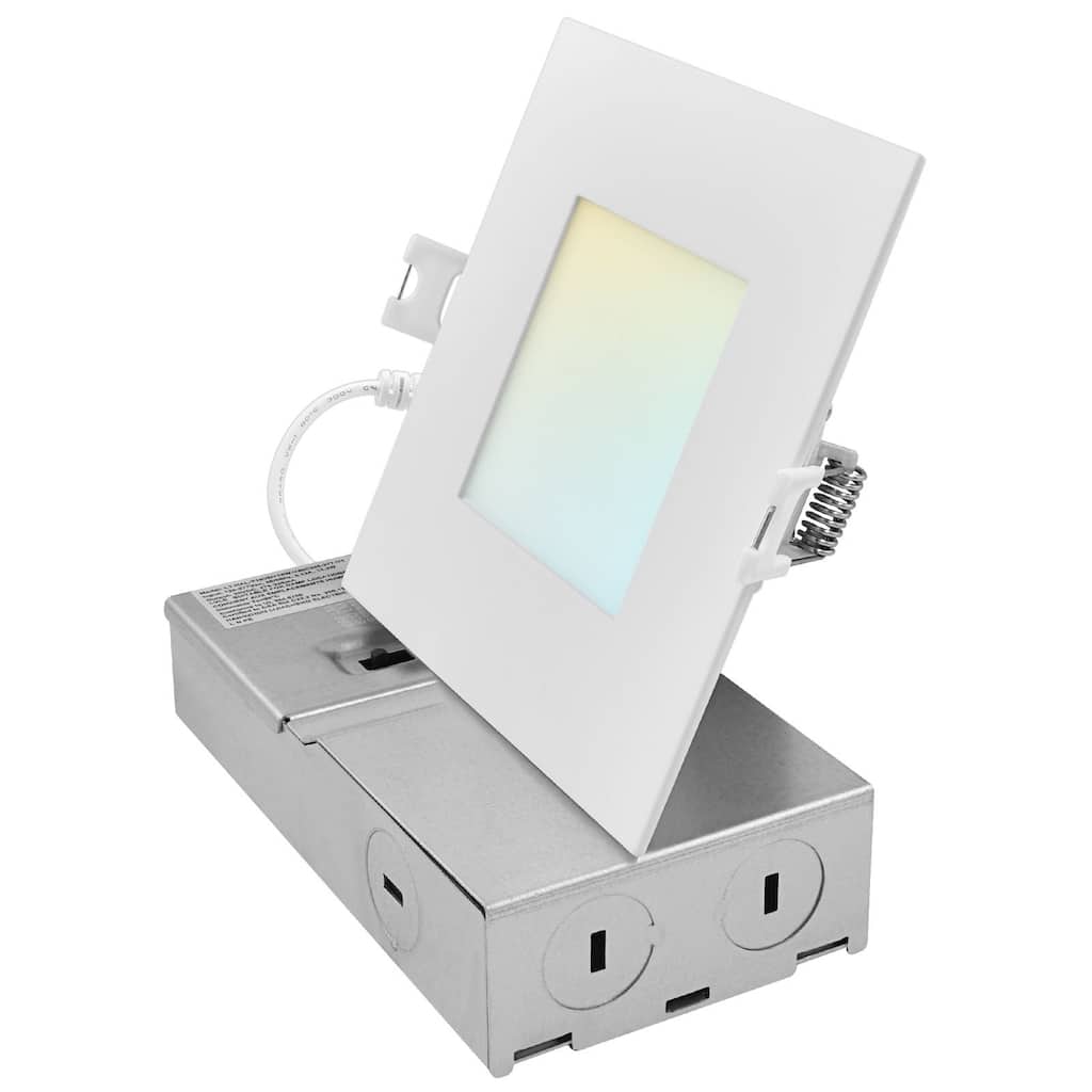 LUXRITE 4 Inch Square Canless Spotlight LED Recessed Light 5CCT Dimmable 650/800/1066 Lumens CRI 90, 8W/10W/13W ETL