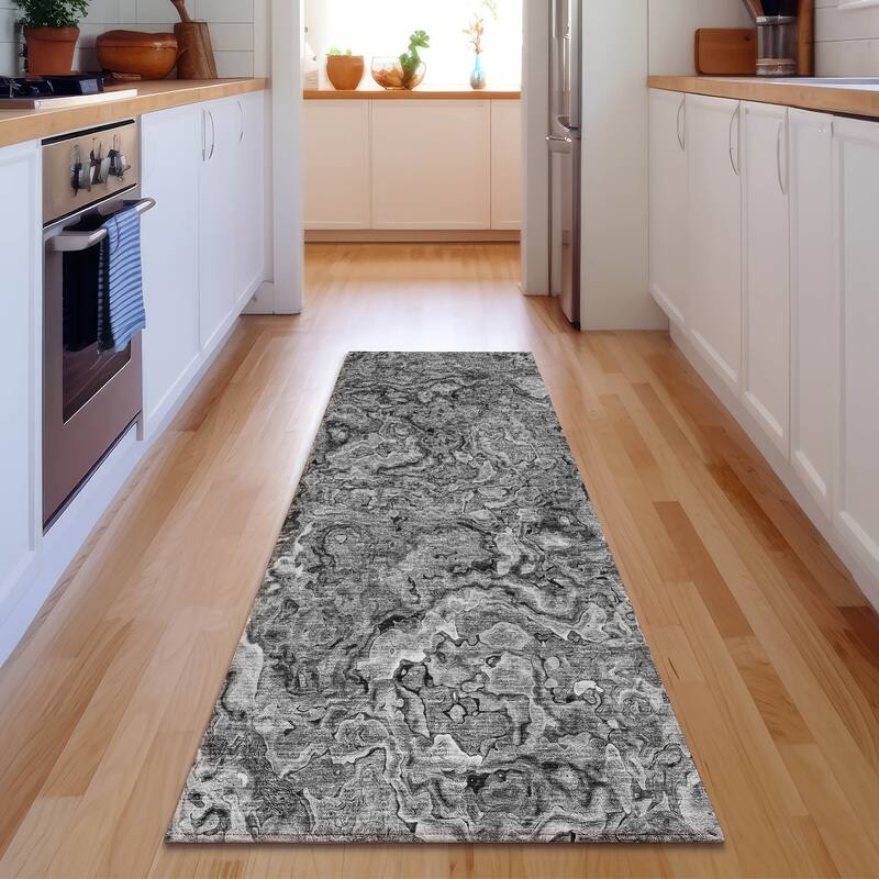Premium Washable Super Soft Abstract Kazi Mayfield Rug - Gray - 2' 3" x 7' 6" - Runner