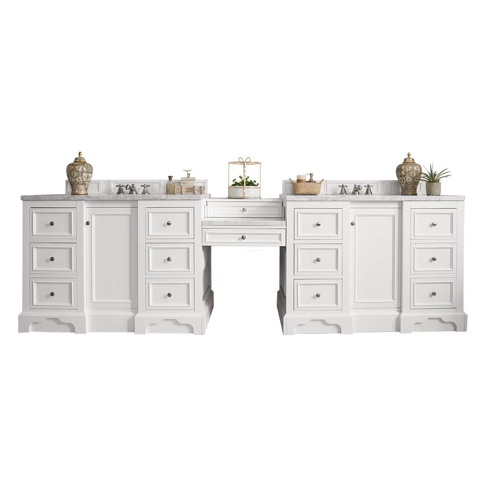 James Martin Vanities De Soto 118" Double Vanity Set with Makeup Table, Bright White