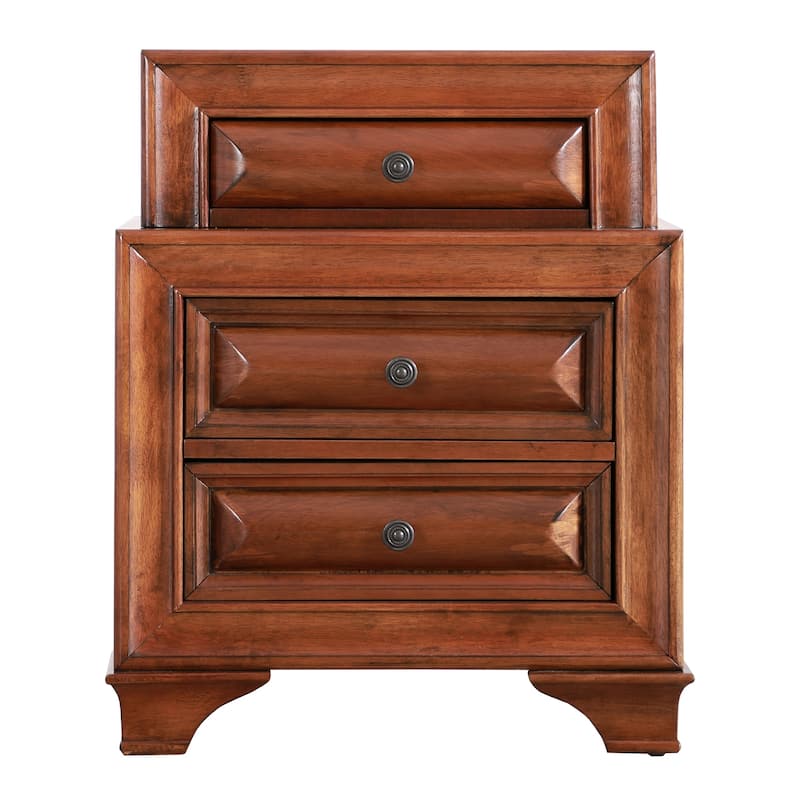 Wooden Nightstand with Dovetailed Drawers - 29" - Brown