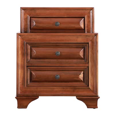 Wooden Nightstand with Dovetailed Drawers - 29" - Brown