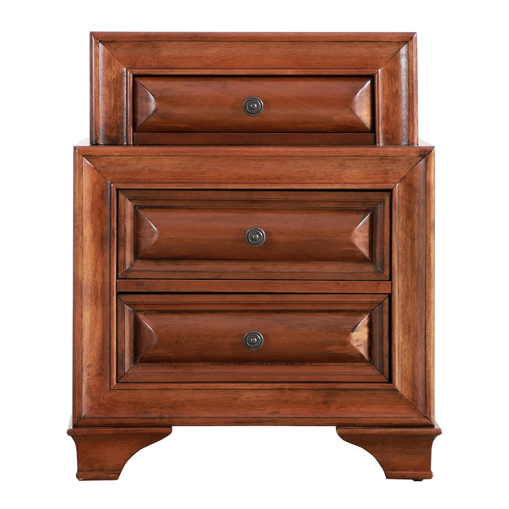 Wooden Nightstand with Dovetailed Drawers - 29" - Brown