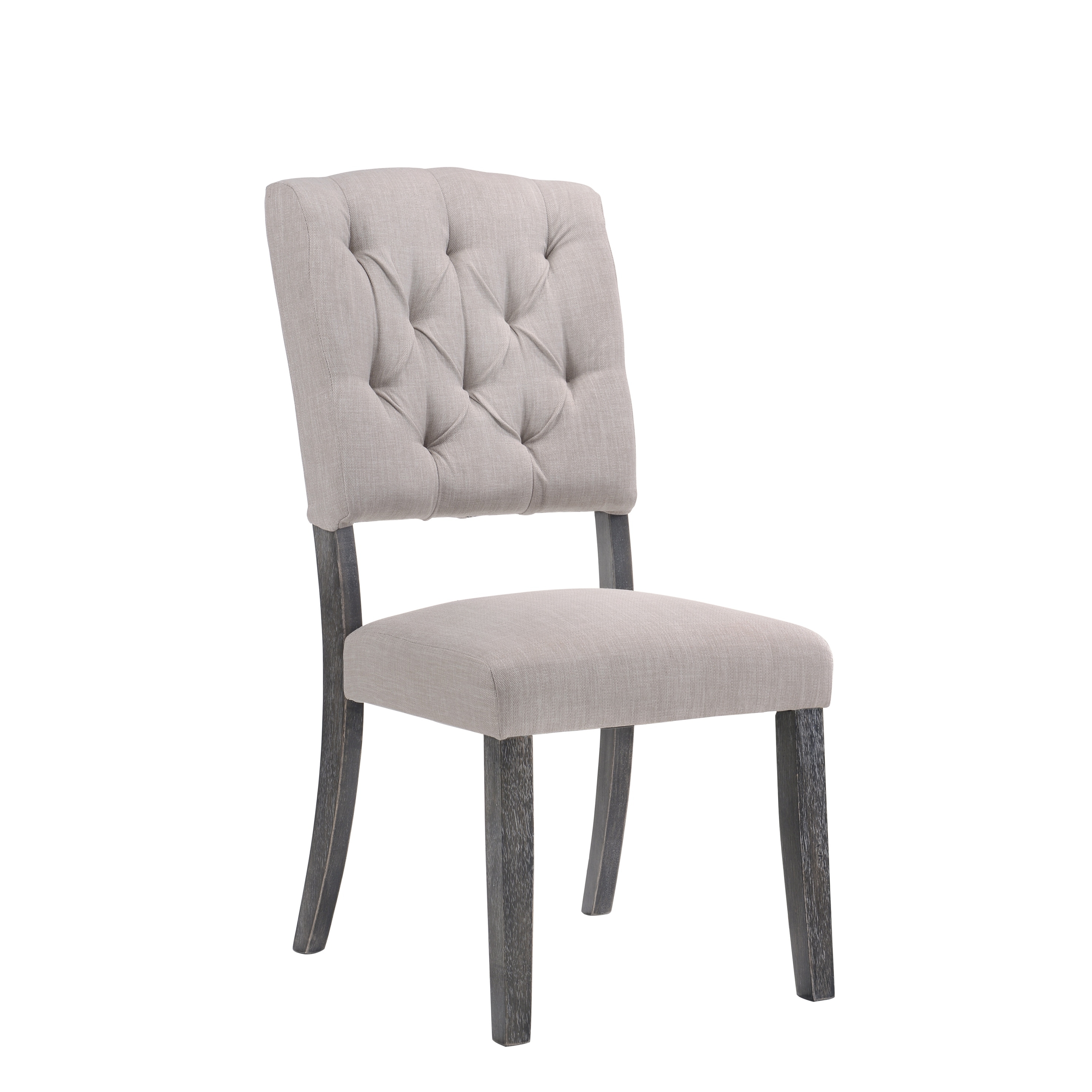 Beige Linen & Weathered Gray Oak Finish Side Chair (Set of 2)
