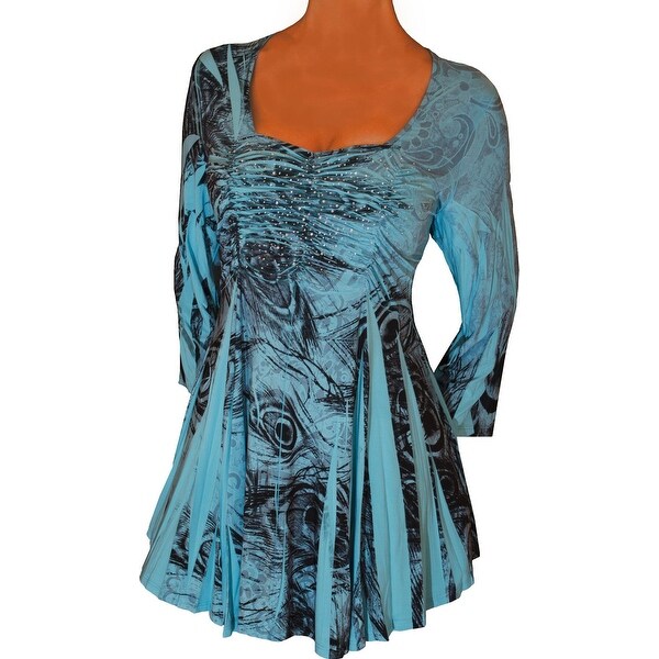 aqua blue plus size tops