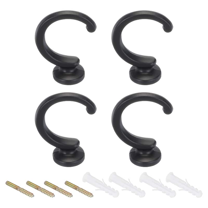 4Pcs Curtain Holdback Wall Mounted Curtain Tiebacks Screw Hooks