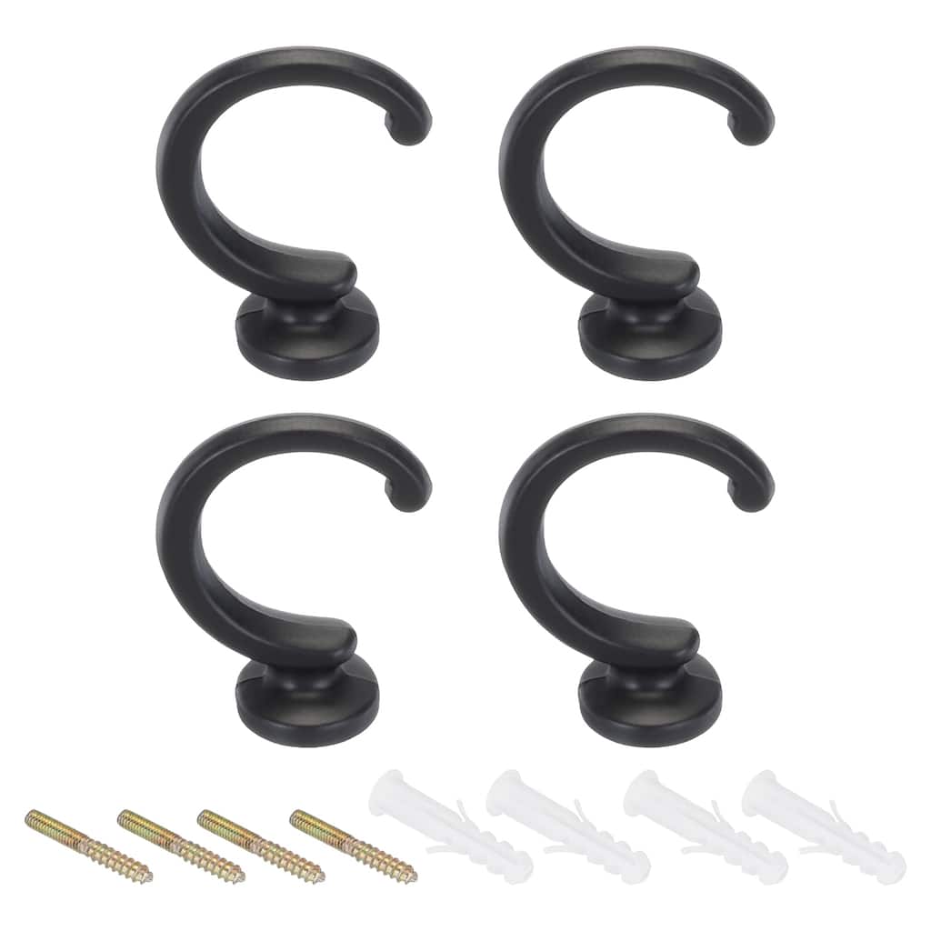 4Pcs Curtain Holdback Wall Mounted Curtain Tiebacks Screw Hooks