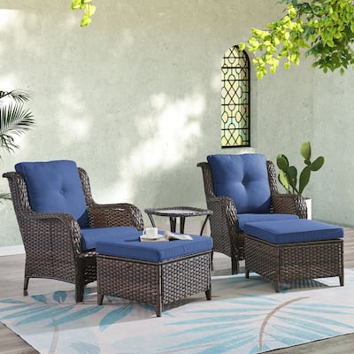 Gymojoy 5-Piece Outdoor Wicker Patio Furniture Chair Set, Rattan Coversation Set with Water Resistant Thick Cushions