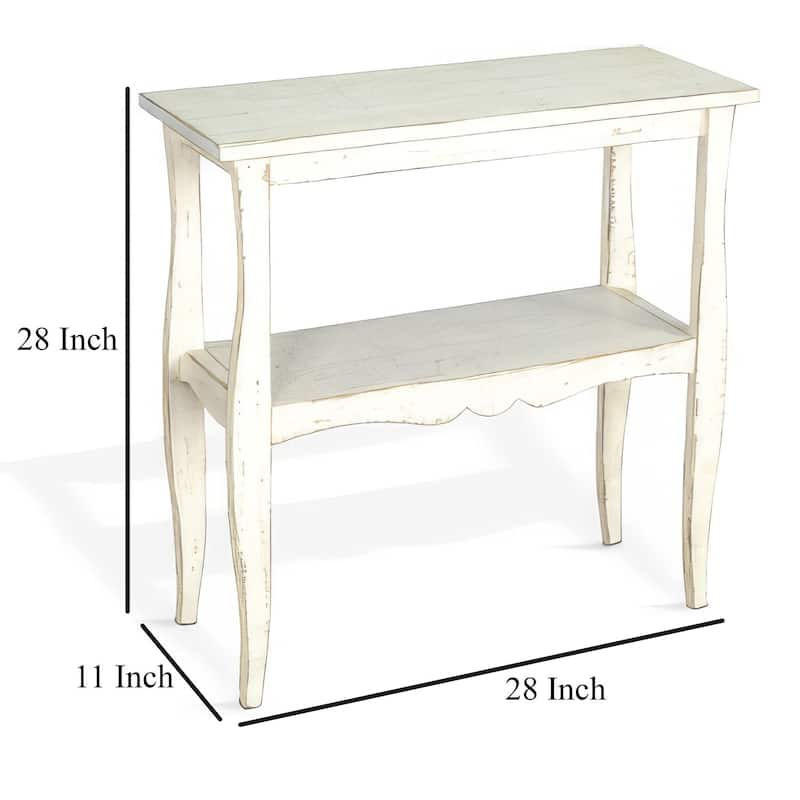 28 in. Distressed White Rectangle Wood End Table, Sturdy Build End Side Table for Living Rooms