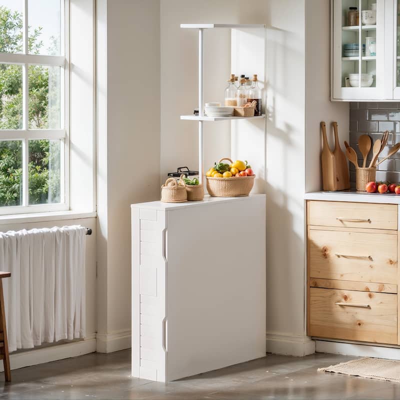 VECELO White Bathroom Tower Storage Cabinet, 3-Tier Corner Floor Cabinet with Door for Small Space