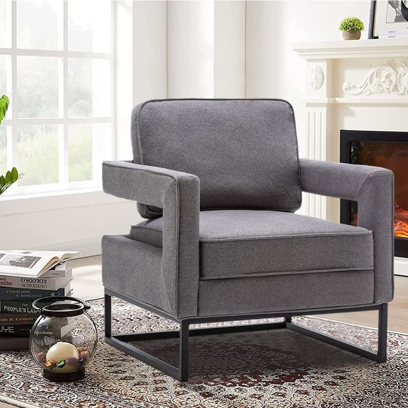 Modern Arm Accent Chair, Mid Century Living Room Chair Upholstered Lounge Chair - Aqua