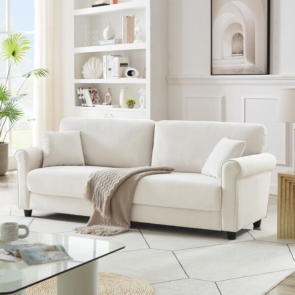 Classic Velvet Sofa Couch with Hardwood Frame Upholstered Couch Rounded Arms On Sale Bed Bath Beyond 38460511