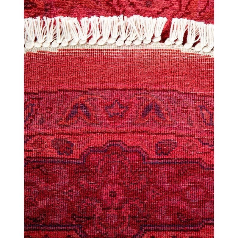 Overton Hand Knotted Wool Vintage Inspired Modern Contemporary Overdyed Pink Round Area Rug - 4' 3" x 4' 3"