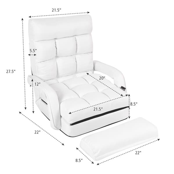 dimension image slide 3 of 4, Costway Folding Floor Single Sofa Recliner Chair W/ a Pillow 5