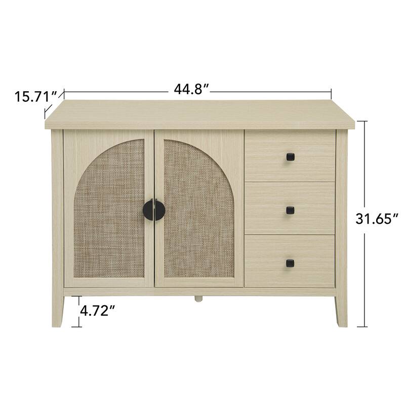 Rattan 2 Door 3 Drawer Cabinet