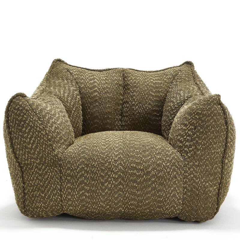 Modern Chenille Single Bean Bag Chair Square Lazy Sofa with Armrests for Living Room Bedroom Lounge