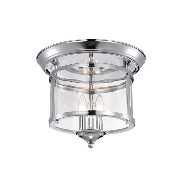 Melodi Polished Chrome Metal Glass Cage 3 Light Flush Mount Overstock 31270307