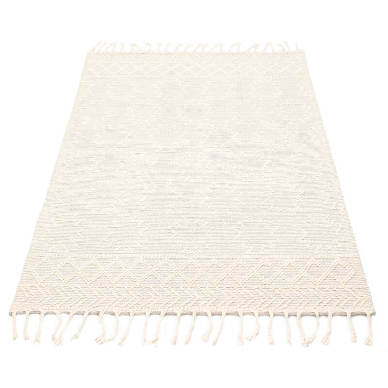 ECARPETGALLERY Braid weave Sienna Cream Wool Rug - 5'1 x 7'10