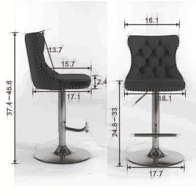 Counter Height Swivel Barstools Adjustable Upholstered Bar Chairs Set of 2