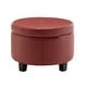 preview thumbnail 11 of 17, Porthos Home Donn Faux Leather Round Storage Ottoman with Rubberwood Legs