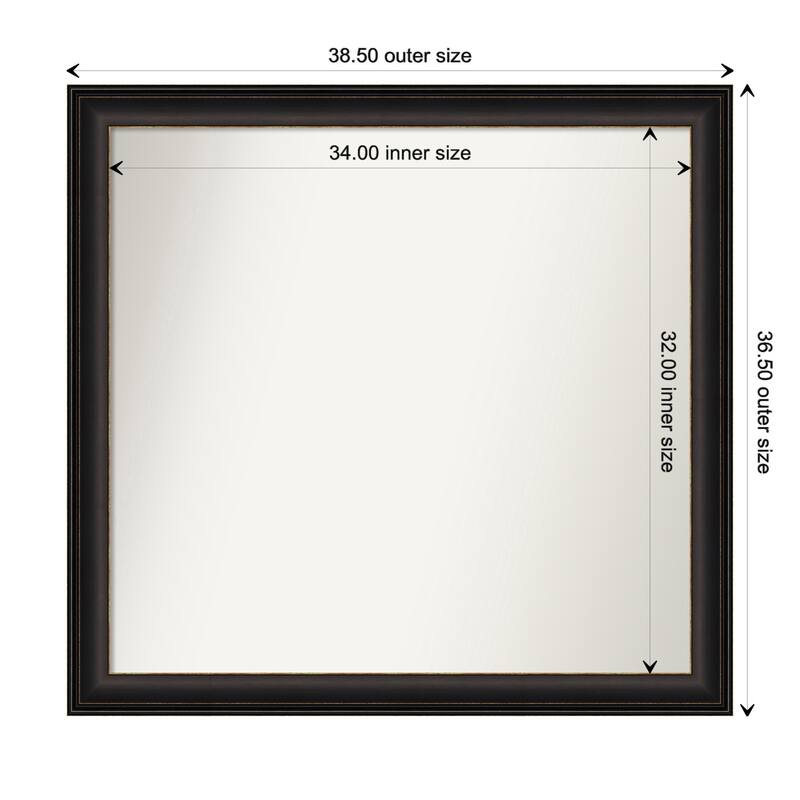 Trio Oil Rubbed Bronze Framed Non-Beveled Custom Wall Mirror, Bathroom Vanity Mirror - Outer Size: 38.5 x 36.5