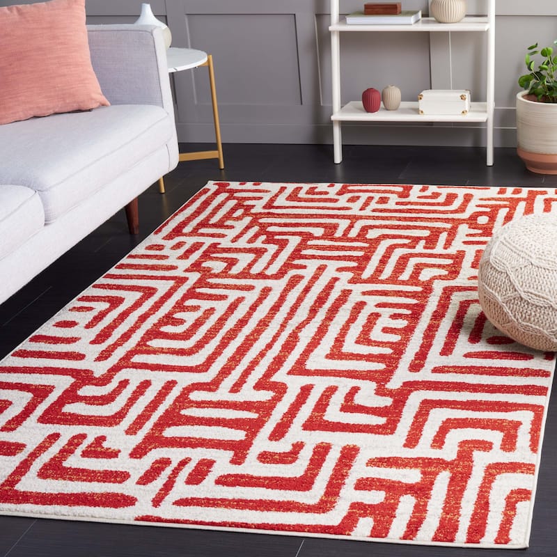 SAFAVIEH Amsterdam Majvi Modern Rug - 4' x 6' - Ivory/Terracotta