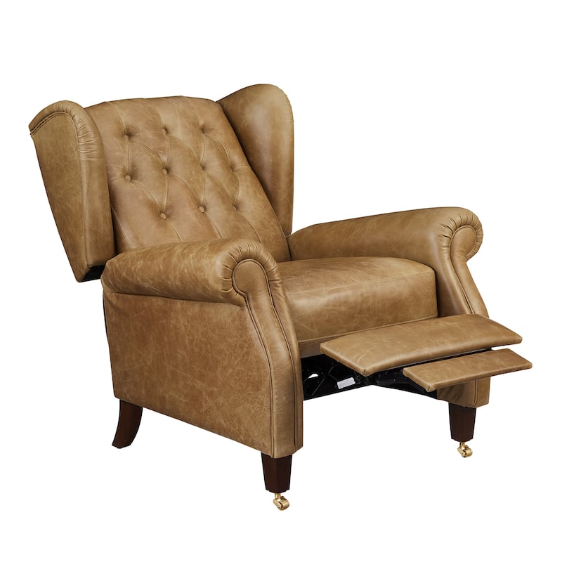 Art Leon Genuine Leather Recliner Lounge Chair - Light Brown