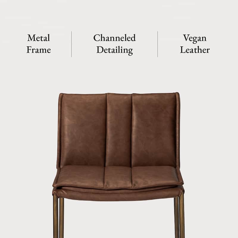 Maven Lane Gerard Bar Metal & Vegan Leather Kitchen Dining Stool