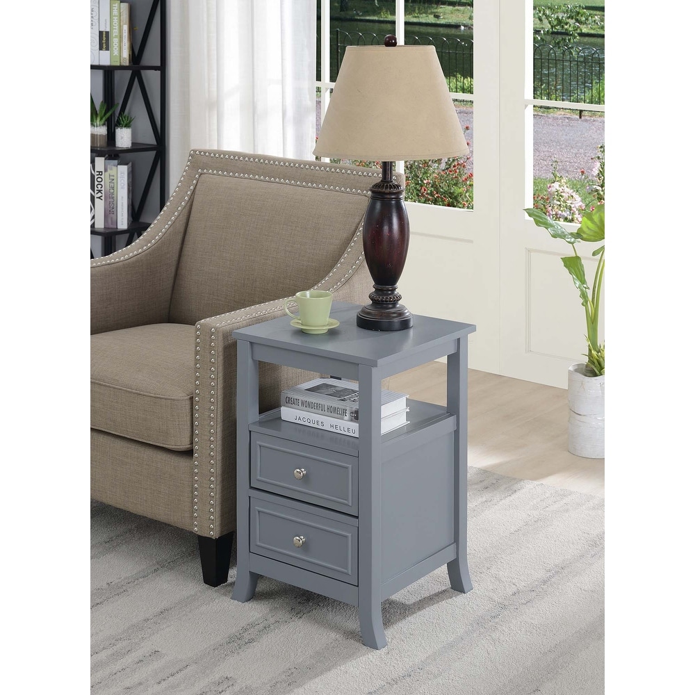 Gray side table store with drawer