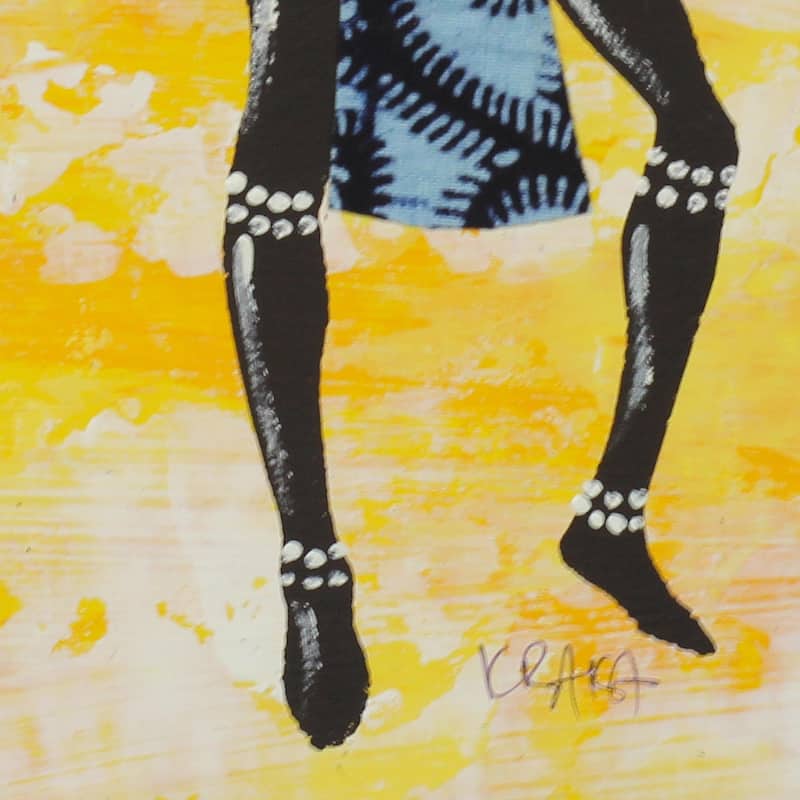 Novica Handmade Yellow Signed Painting Of A Dancing Woman