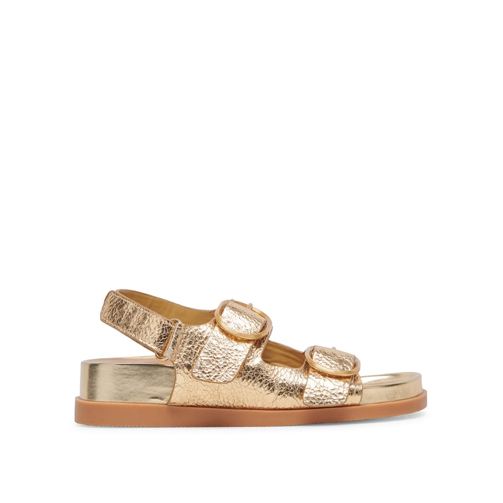 Dolce Vita Starla Double-Buckle Metallic Leather Sandal