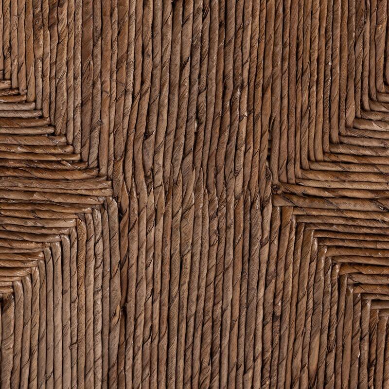 Alda Woven Seagrass Ottoman - Handwoven Wicker Accent Stool with X Base, Boho Coastal Seating