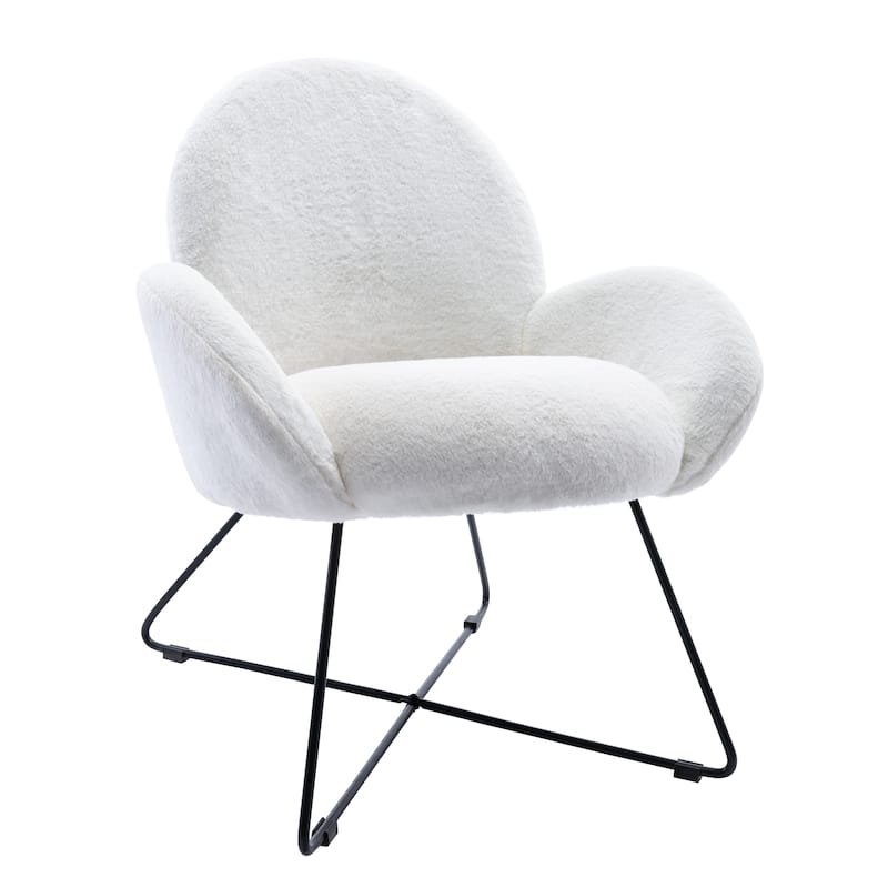 Corvus Rowen Modern Fleece Upholstered Accent Chair with Arm - White