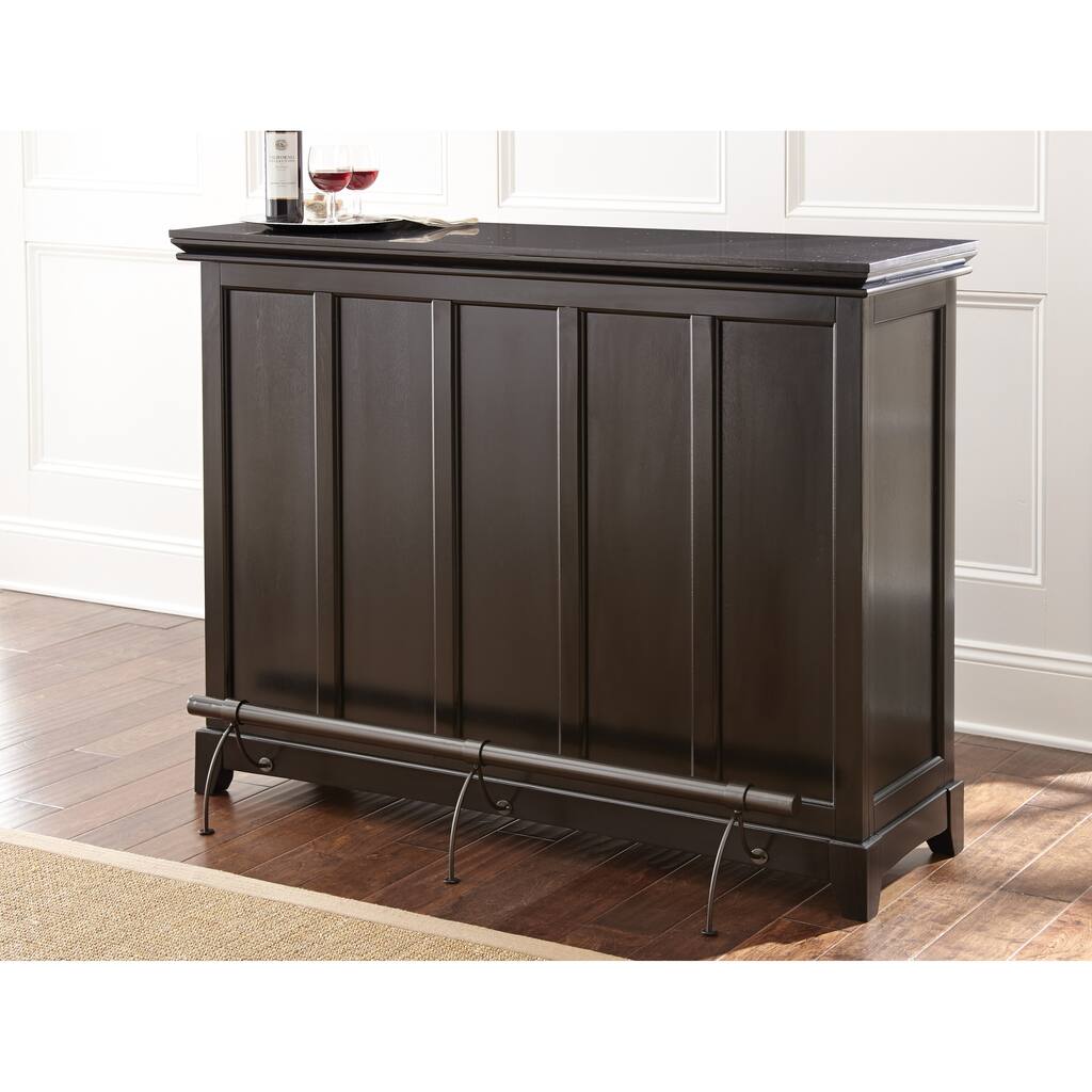 Steve Silver Garrison Black Home Bar with Foot Rail