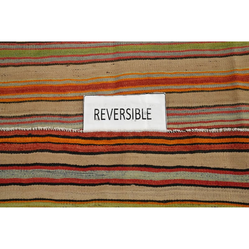 Hand Woven Oriental 100% Wool Carpet Southwestern Geometric Multi-Colored Kilim Area Rug - 7' 10'' X 5' 4''