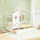 preview thumbnail 9 of 9, Twin Size House Bed with 2 Storage Drawers and Fence Guardrails