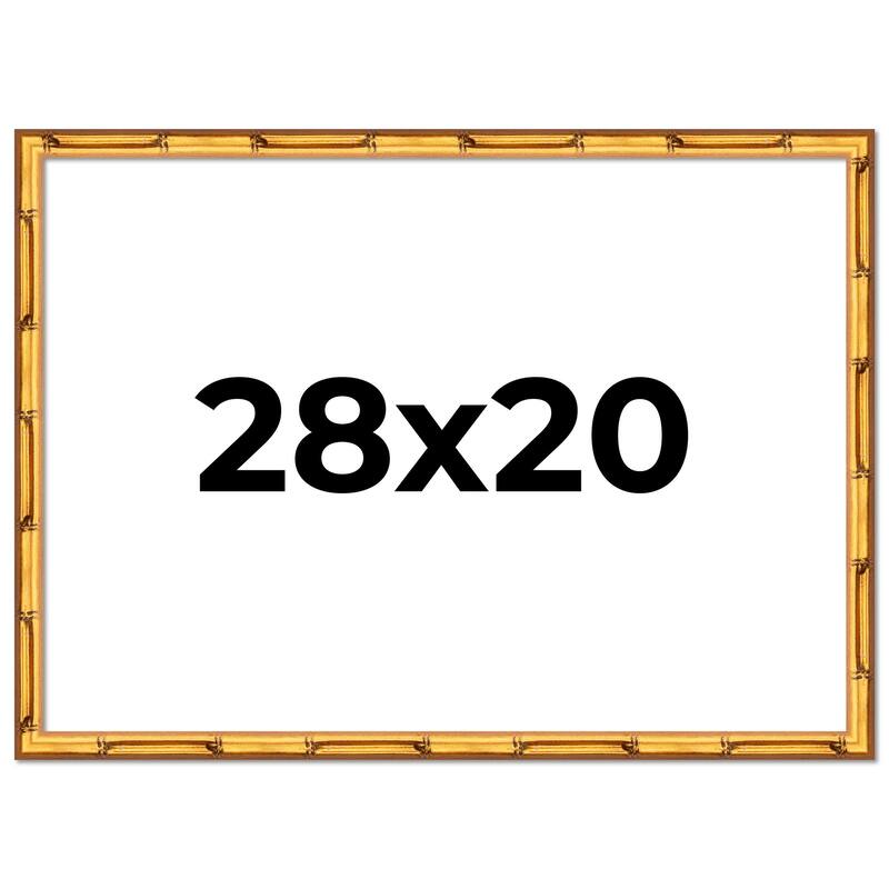 28x20 Frame Gold Bamboo Picture Frame Modern Photo Frame Includes UV Acrylic Shatter Guard Front Acid Free Foam Backing Board