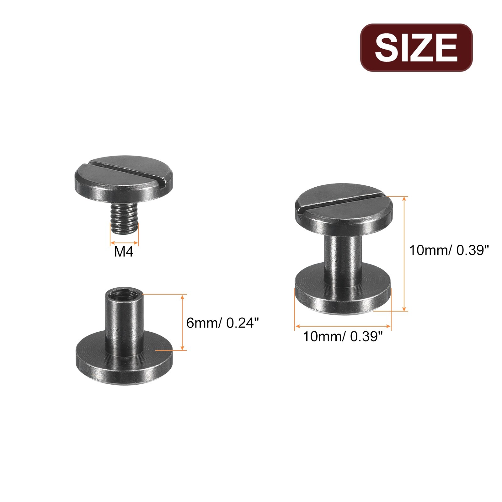 Brass Chicago Screws, Flat Head Screw Back Binding Post Nail Stud Rivets for Leather Craft Belt Strap