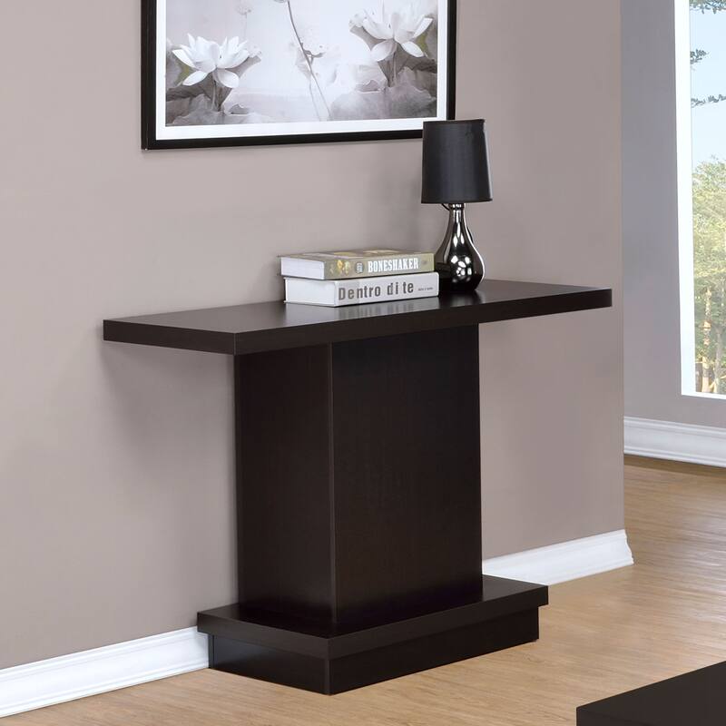 Reston Engineered Wood Pedestal Console Table Cappuccino - Wood - Cappuccino