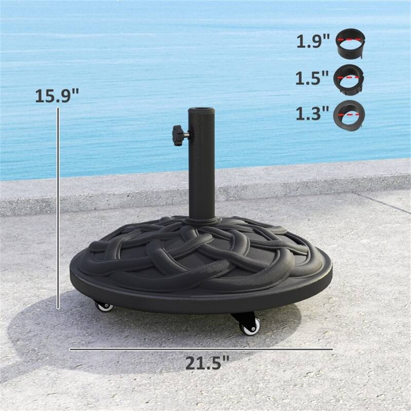 Outdoor Umbrella Base Resin Concrete and Steel Patio Parasol Stand Secure - 21.5" x 15.9" H