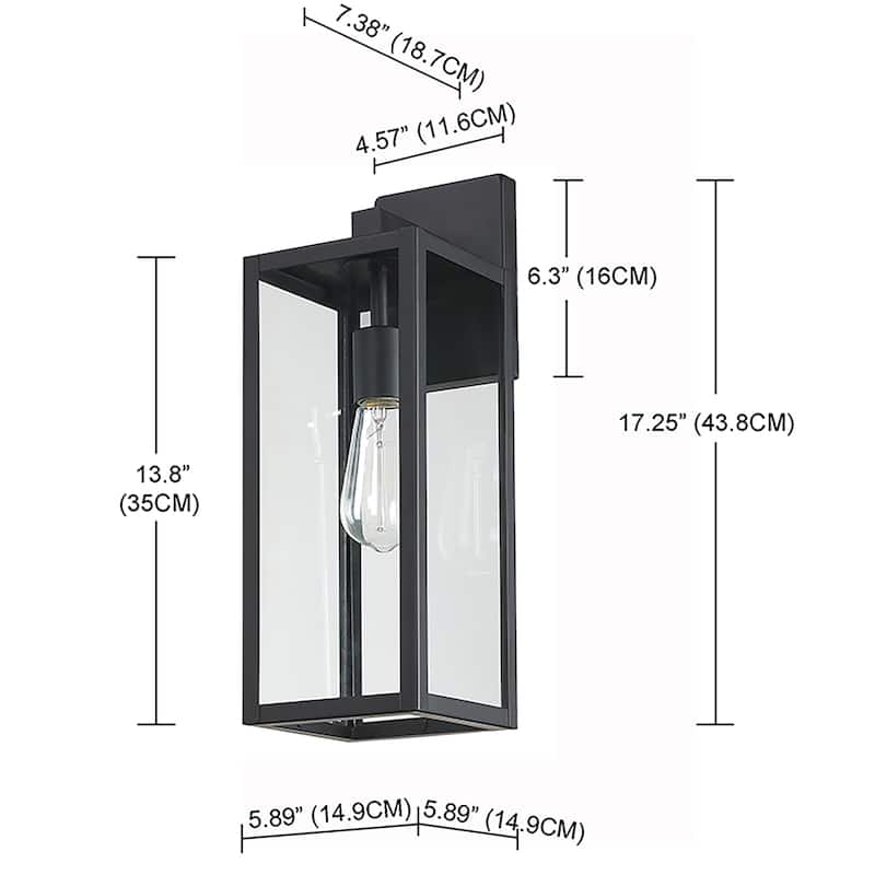 2-pack 13" H 1-Light Black Outdoor wall Lantern(Dusk to Dawn could be chosen)