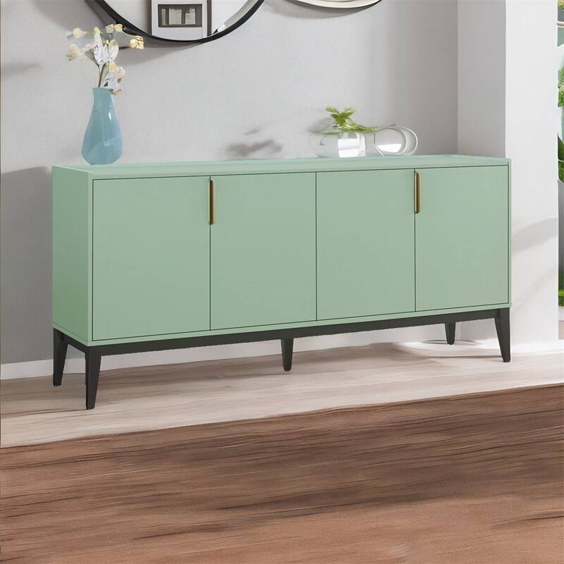 Storage Cabinet Sideboard Wooden Cabinet w/ 4 Doors，Adjustable Shelf