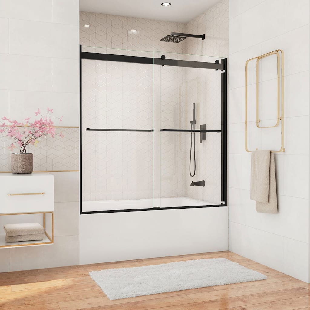 DreamLine Essence 56-60 in. W x 60 in. H Frameless Bypass Tub Door in Satin Black