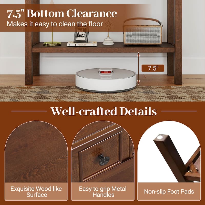 Costway Console Table 38" Narrow Accent Sofa Table with 2 Drawers & - Espresso - See Details
